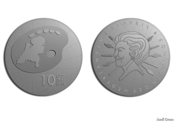Ontwerp voor een bijzondere munt voor In opdracht van het Ministerie van Financien, Anuli Croon