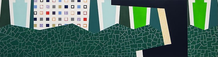 Architectural landscape II | Architectonisch landschap II, 47 x 152,50 cm, 2014 techniek: matte + metaal acryl op museumkarton ANULI CROON